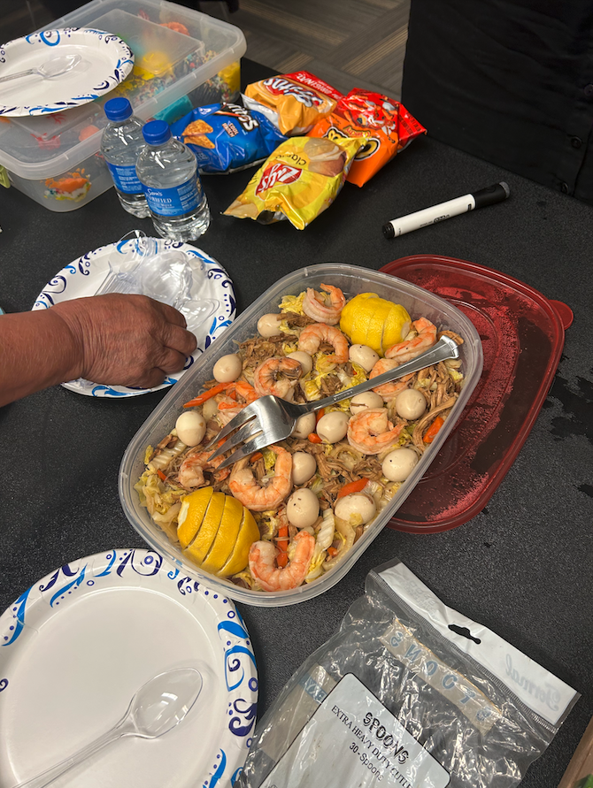 Class potluck — pancit bihon guisado from Aurora